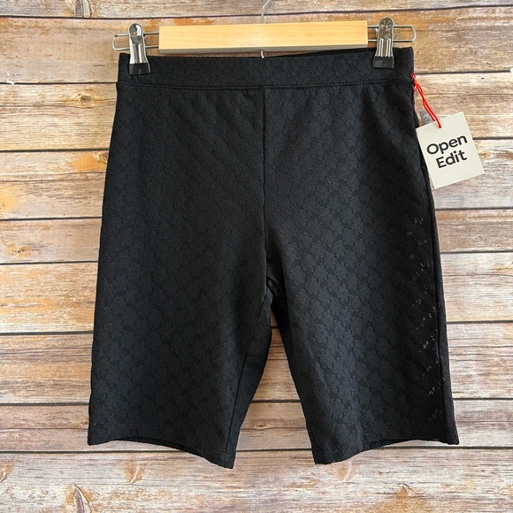 Open Edit Bike Shorts Women’s Size Small Black Floral Lace Pull On NWT - Picture 1 of 4